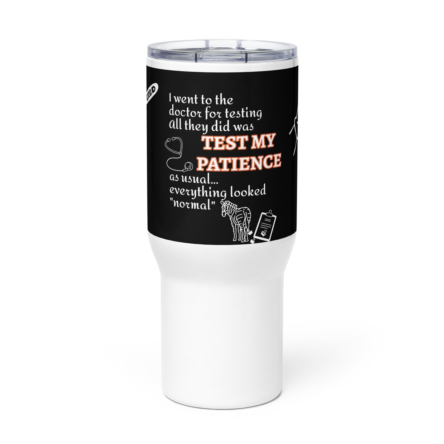 Zebra Testing Travel mug with a handle