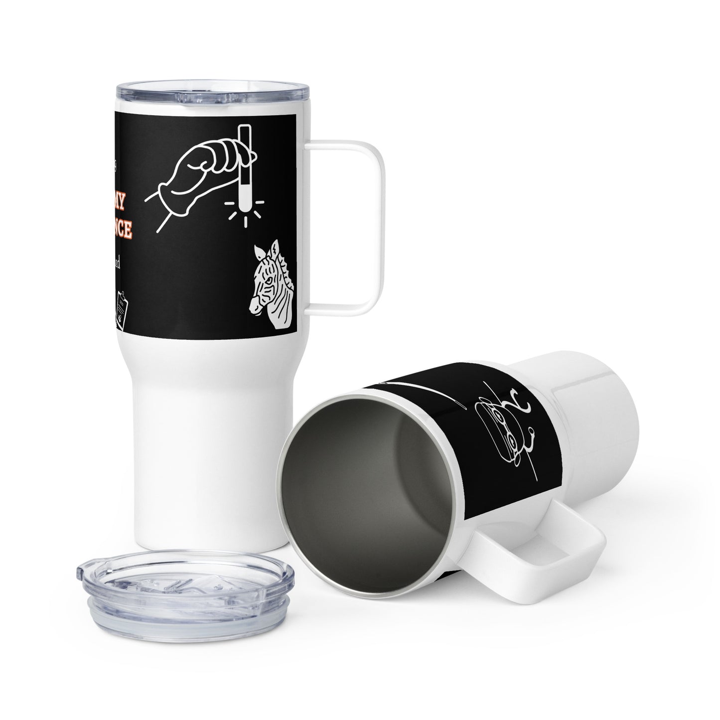 Zebra Testing Travel mug with a handle