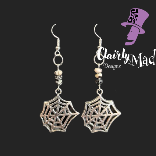 Spiderweb Jasper Halloween earrings